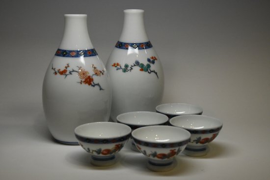 十二代酒井田柿右衛門／梅花柘榴画酒器 SAKAIDA Kakiemon 12th