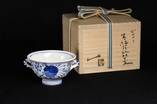 中田雄一／デルフト青絵花紋双耳盃（ぐい呑み） NAKATA Yuichi