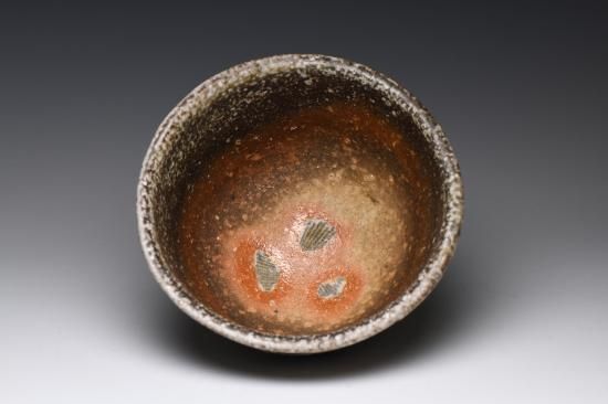 人間国宝　島岡達三　窯変象嵌縄文碗　益子焼 人間国宝 島岡達三 窯変象嵌縄文碗 益子焼