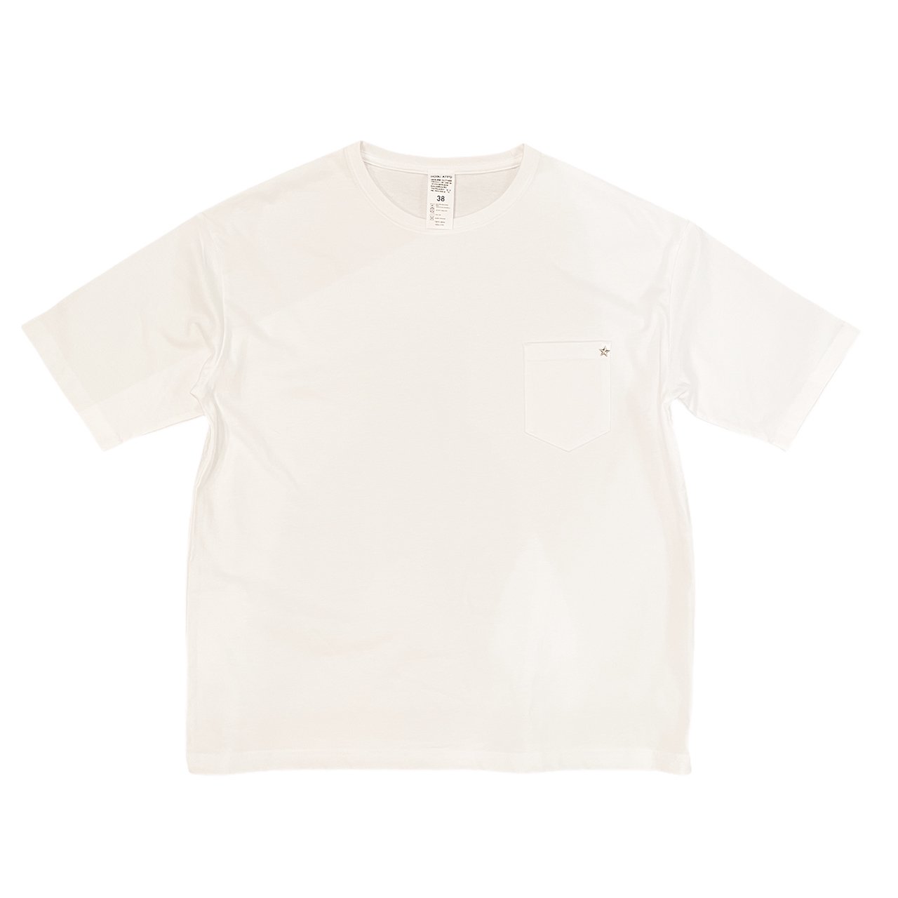 HOSU 星スタッズワイドポケットTシャツ (ホワイト)