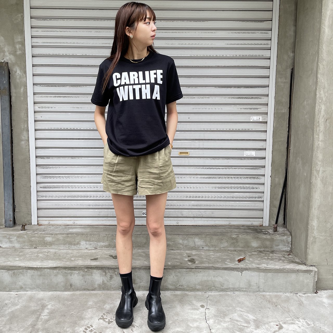 HOSU CARLIFE WITH A ロゴプリントTシャツ(ホワイト) - HOSU 