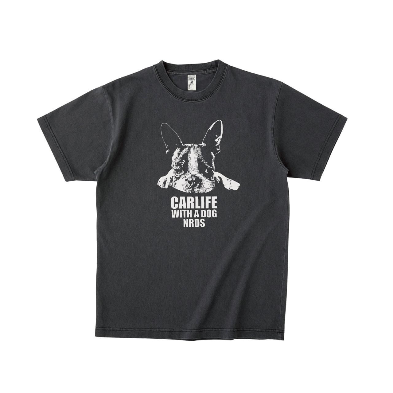 HOSU ドッグプリントTシャツ(ヴィンテージ加工)/ボストンテリア