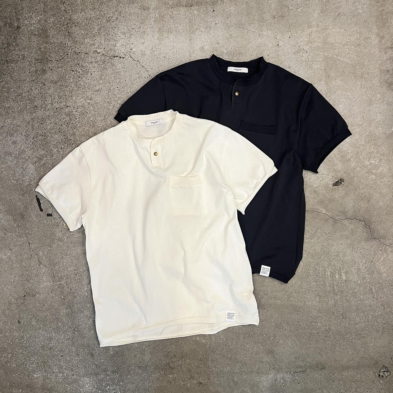 HOSU CONCHO BUTTON HENLEY TEE / OFF WHITE,SUMIKURO