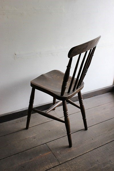 英国アンティーク木製キッチンチェア/ダイニングイス椅子/飾り棚(76