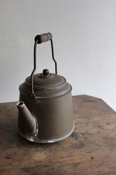 銅製　やかん　古道具　茶道具 茶道具 新美堂 銅製 やかん アンティーク 骨董品 デッドストック