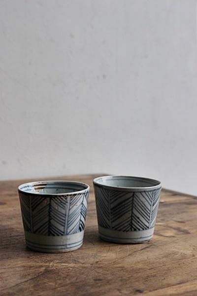 アンティーク　蕎麦猪口　そばちょこ　微塵から草　染め付け矢根　什器 アンティーク 蕎麦猪口 そばちょこ 微塵から草 染め付け矢根 什器