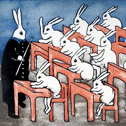 ウサギの学校 1992年 アラビア ヘルヤ 陶板画 | www.innoveering.net