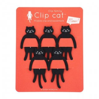 【SUGAI WORLD】Clip family (Clip cat)｜スガイワールド クリップファミリー (クロネコ)｜ネコモチーフ,ブックマーク,ペーパークリップの商品画像