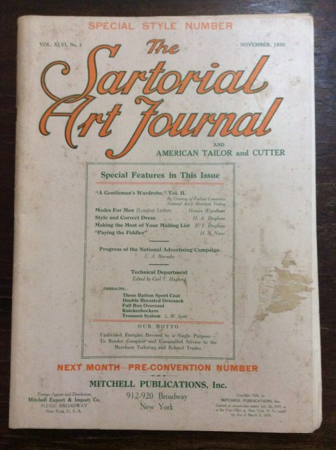 The SARTORIAL ART JOURNAL  AND AMERICAN TAILOR AND CUTTER   NOVEMBER 1920