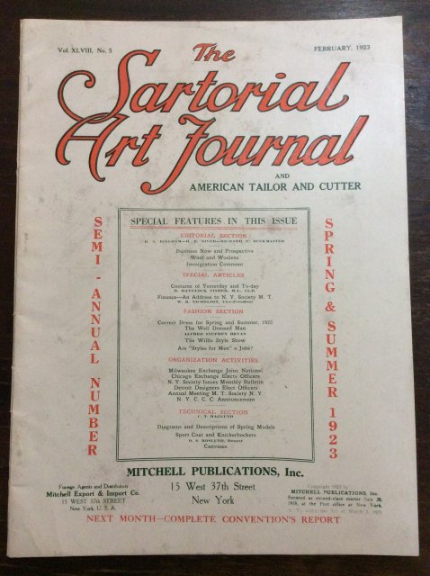 The SARTORIAL ART JOURNAL  AND AMERICAN TAILOR AND CUTTER   FEBRUARY 1923