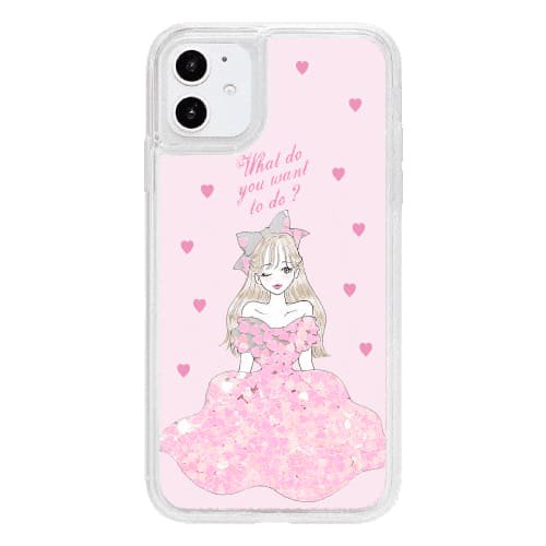 Iphoneケース ドレスガール ハートピンクグリッター Ciara