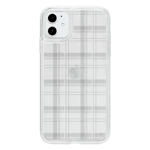ハートiPhone14対応 iPhoneケース PASTEL CHECK  〈サンドグリッターWH〉