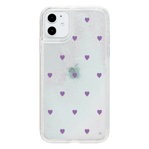 iPhone11 Pro ケースiPhone14対応 iPhoneケース SWEET PURPLE HEART 〈サンドグリッターWH〉
