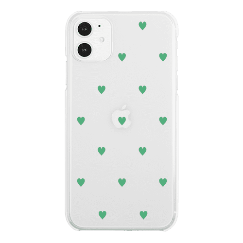 iPhoneXRケース【販売終了】スマホケース SWEET GREEN HEART 〈クリア〉