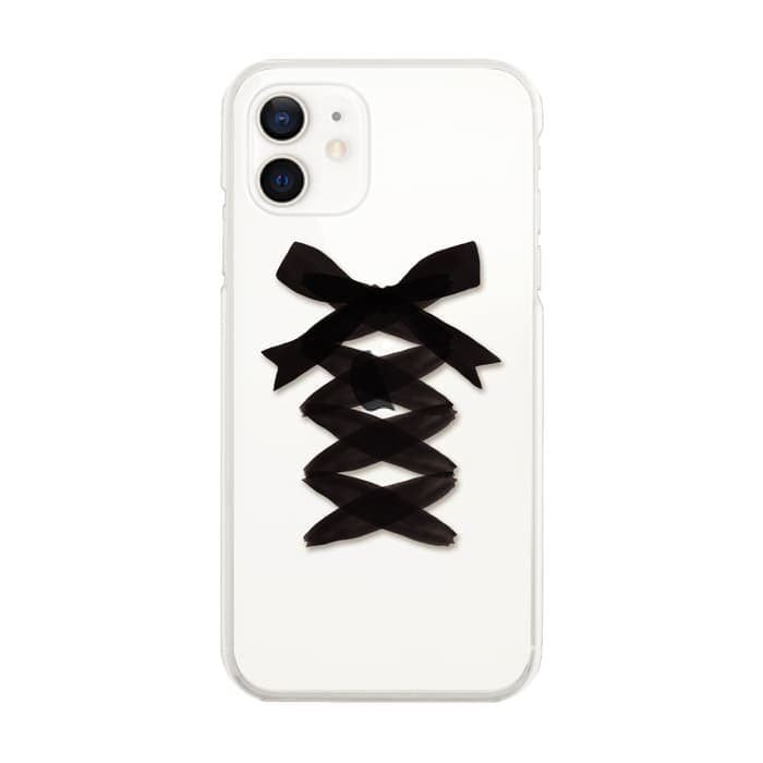 iPhone12 mini ケーススマホケース LACE UP BLACK RIBBON 〈クリア〉