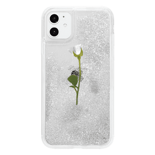iPhone13ケースiPhoneケース WATER WHITE ROSE 〈グリッターSL〉