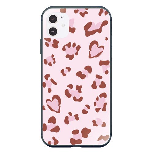 iPhone12 mini ケースiPhoneケース HEART LEOPARD 〈ガラスBK〉