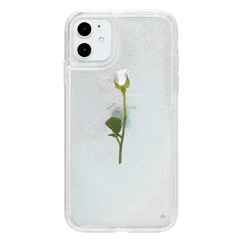 iPhoneXSケース(iPhoneX兼用)iPhoneケース WATER WHITE  ROSE 〈サンドグリッターWH〉