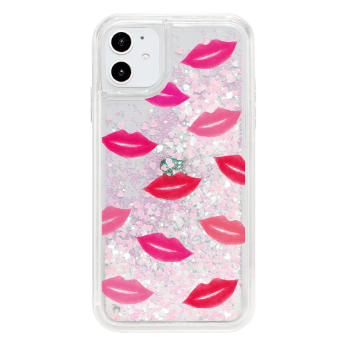 iPhone13ケースiPhoneケース LADY LIP 〈ハートグリッターWH〉
