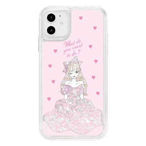 iPhone13miniケースiPhoneケース DRESS GIRL 〈ハートグリッターWH〉