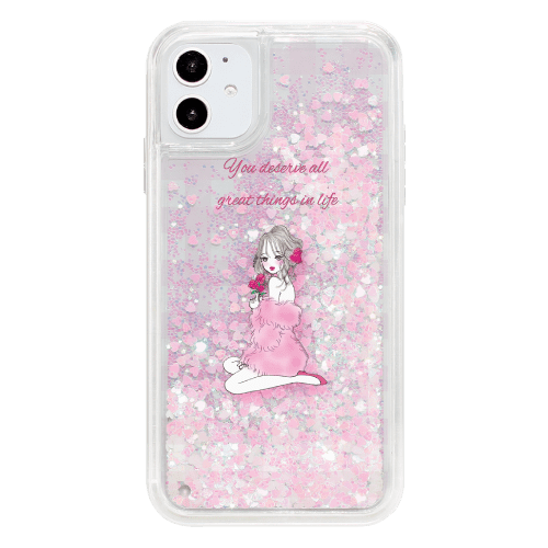 iPhone13miniケースiPhoneケース ROSE GIRL 〈ハートグリッターWH〉