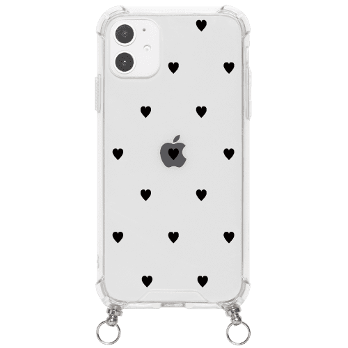 iPhoneXSケース(iPhoneX兼用)iPhoneケース SWEET BLACK HEART 〈ストラップ付き〉