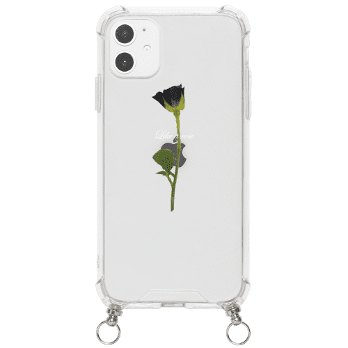 iPhone13ケースiPhoneケース WATER BLACK ROSE 〈ストラップ付き〉
