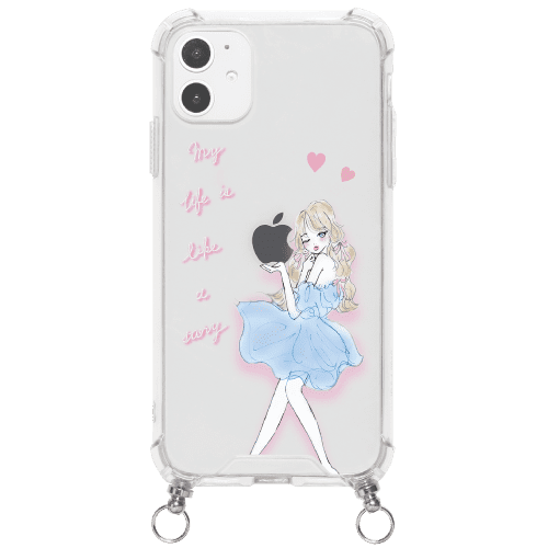iPhone12Pro 透明クリアiPhoneケース OFF SHOUL GIRL 〈ストラップ付き〉