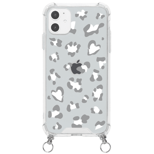 iPhone12 mini ケースiPhoneケース HEART LEOPARD  〈ストラップ付き〉