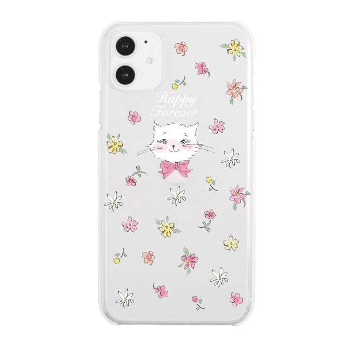 iPhone12Pro 透明クリアiPhoneケース FLOWER CAT 〈ハイブリッド〉