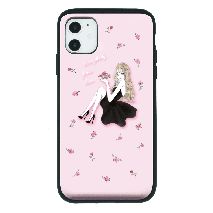 iPhone12 mini ケースiPhoneケース LAVENDER BLACK GIRL 〈スライドミラーIC〉