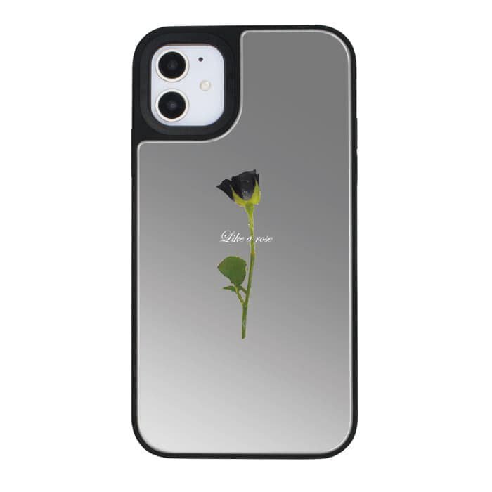iPhone12 mini ケースiPhoneケース WATER BLACK ROSE 〈ミラーバンパーSL〉