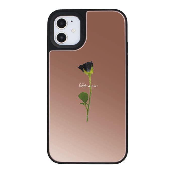iPhone14ProMaxケースiPhoneケース WATER BLACK ROSE 〈ミラーバンパーPK〉