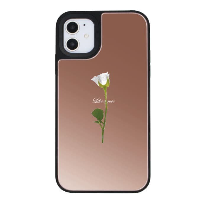 iPhoneXSケース(iPhoneX兼用)iPhoneケース WATER WHITE ROSE 〈ミラーバンパーPK〉