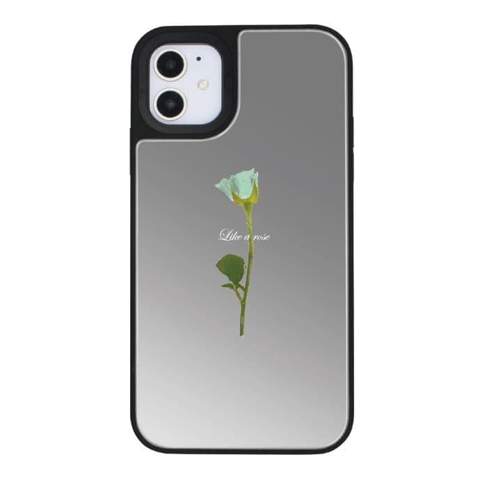 iPhone13mini ミラーバンパーiPhoneケース WATER GREEN ROSE 〈ミラーバンパーSL〉