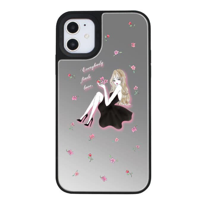 iPhone12 mini ケースiPhoneケース LAVENDER BLACK GIRL 〈ミラーバンパーSL〉