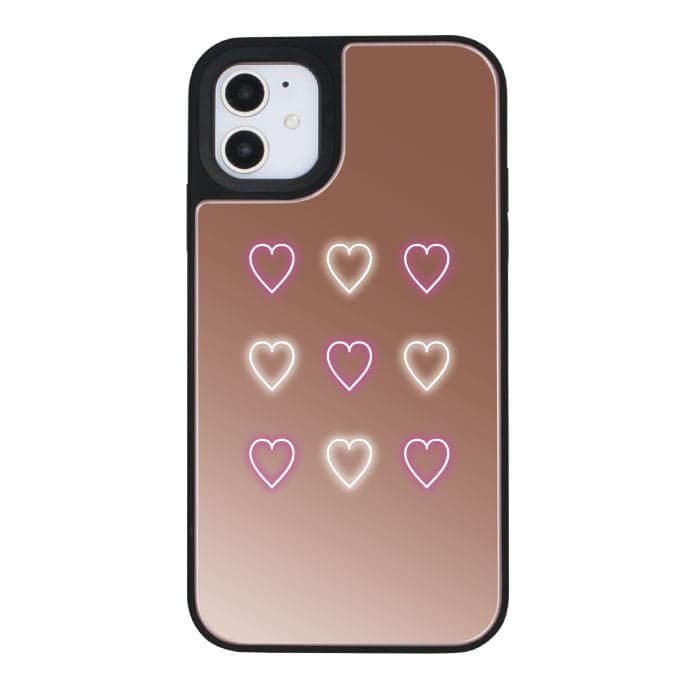 iPhone13mini ミラーバンパーiPhoneケース NEON HEART 〈ミラーバンパーPK〉