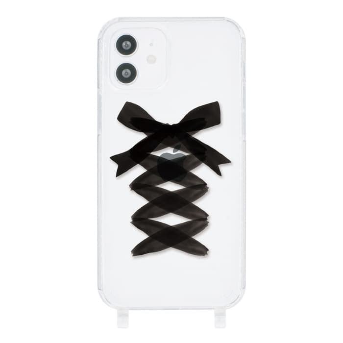 iPhone12 mini ケースiPhoneケース LACE UP BLACK RIBBON 〈ストラップなし〉