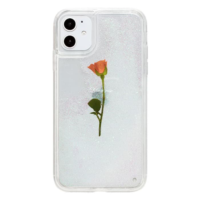 iPhone12Pro おしゃれiPhoneケース WATER ORANGE ROSE 〈サンドホワイトグリッター〉