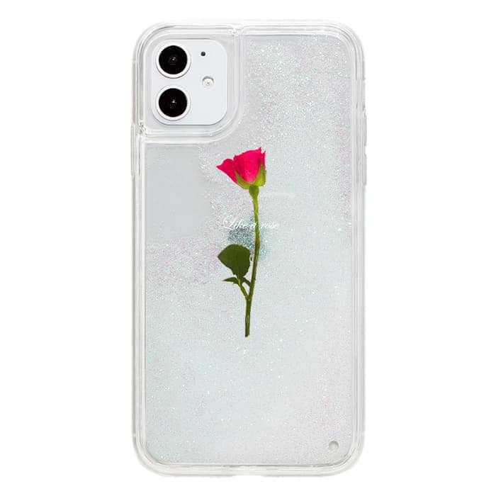 iPhoneXSケース(iPhoneX兼用)iPhone14対応 iPhoneケース WATER ROSE 〈サンドホワイトグリッター〉