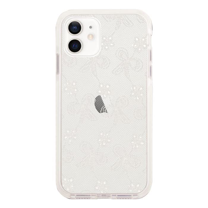 iPhone13ProMaxケースiPhoneケース FABRIC RIBBON LACE 〈ホワイトクッションバンパー〉