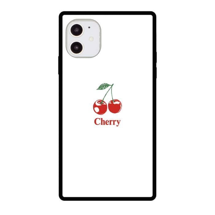 iPhone11 Pro Max ケースiPhoneケース CHERRY 〈スクエアガラス〉