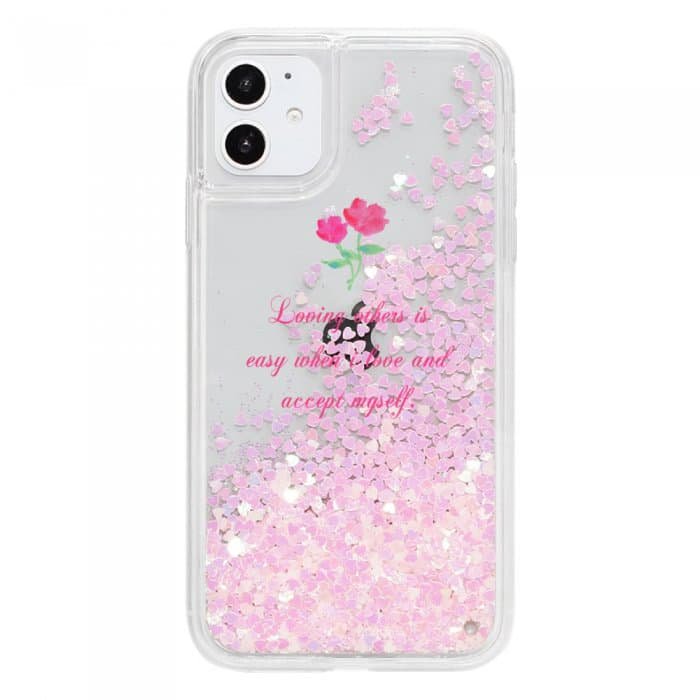 iPhone12 mini ケースiPhone14対応 スマホケース iPhoneケース LADY ROSE 〈ハートピンクグリッター〉