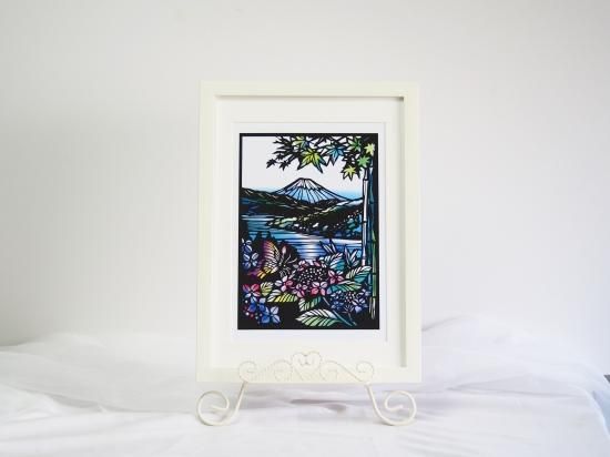 ☆AB型さんへオススメ☆黒切り絵「富士を望む/Mt.fuji