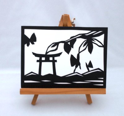 「鳥居」〜ハンドメイド切り絵の下絵　ポストカードサイズ