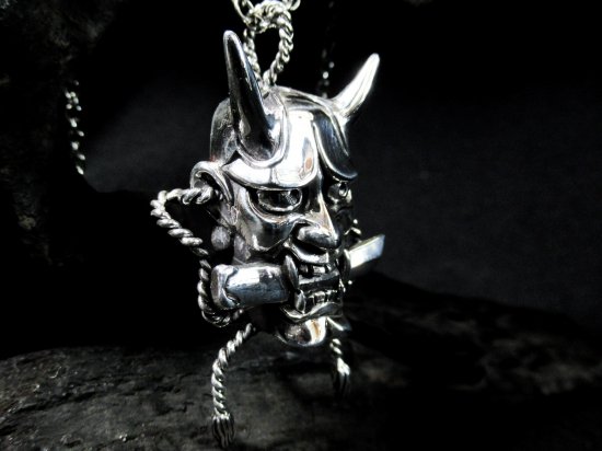 天下一品　般若面　お面　妖怪　和柄　シルバー　９２５　Hannya スカル　pendant　ペンダント