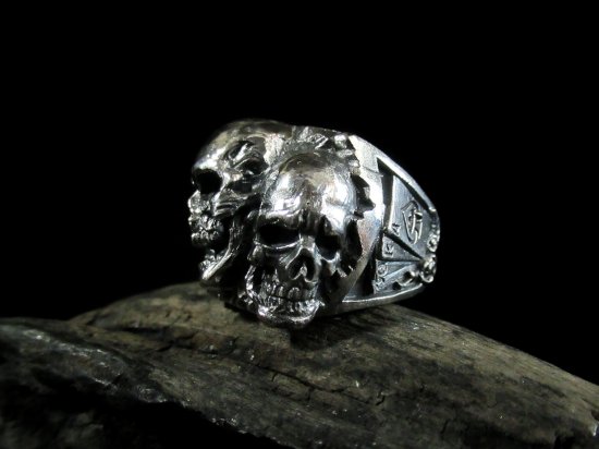 TWO ＦＡＣＥＳＫＵＬＬ RING　 2フェイス・スカルリング - ARMS Sliver Works