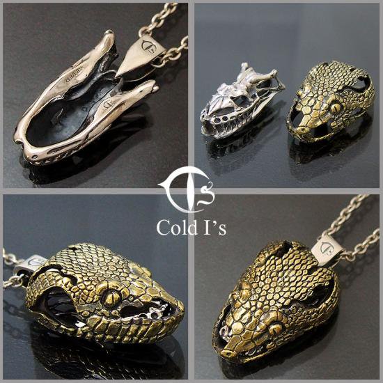 Cold I's,コールドアイズ,Snake Skull Pendant L マスク用,- SILVER SHIELD