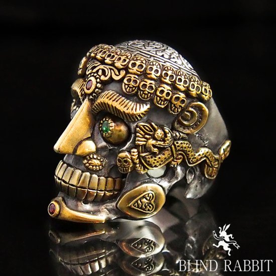 BLIND RABBIT-ブラインドラビット-Tibetan Skull Ring- SILVER SHIELD