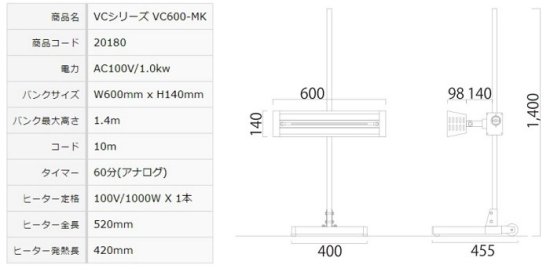 〇ケーイング乾燥機 カーボンタイプ VC600-MK-100V（個人宅配送は不可/離島地区は送料が別途必要になります） - 車塗装ブース 自動車塗装  タイヤ 電動工具 洗車 OSG-CLUB